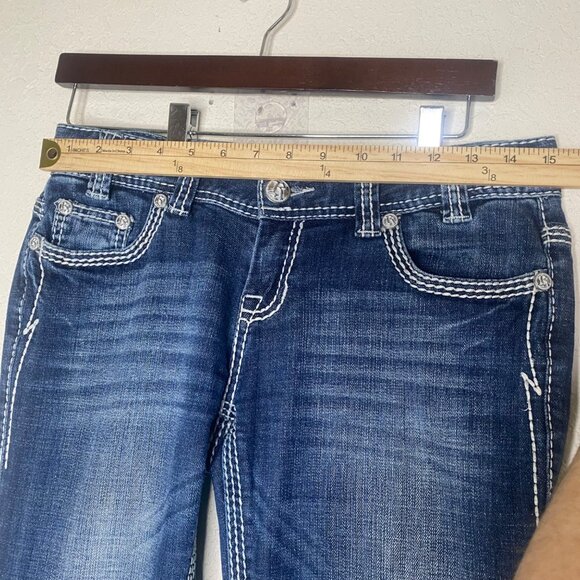 Rock & Roll Cowgirl Bootcut Jeans Womens Size 29 Embroidered Dark Wash Western R - Picture 10 of 14